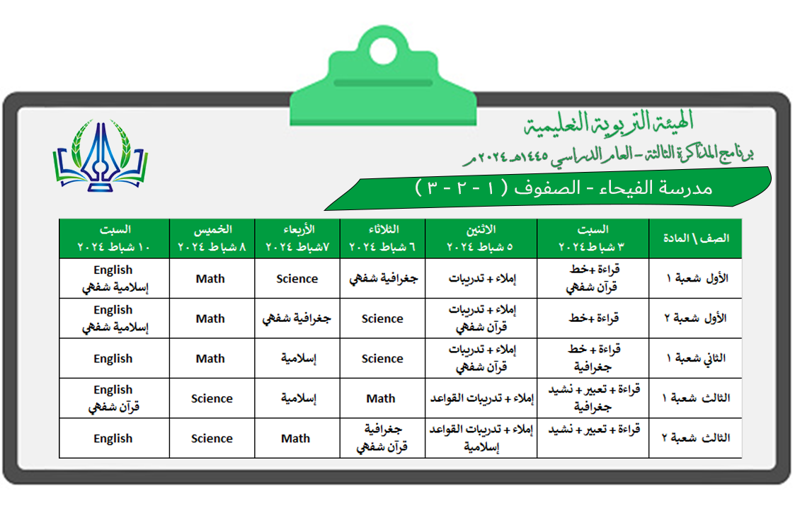 برنامج المذاكرة الثالثة الهيئة التربوية